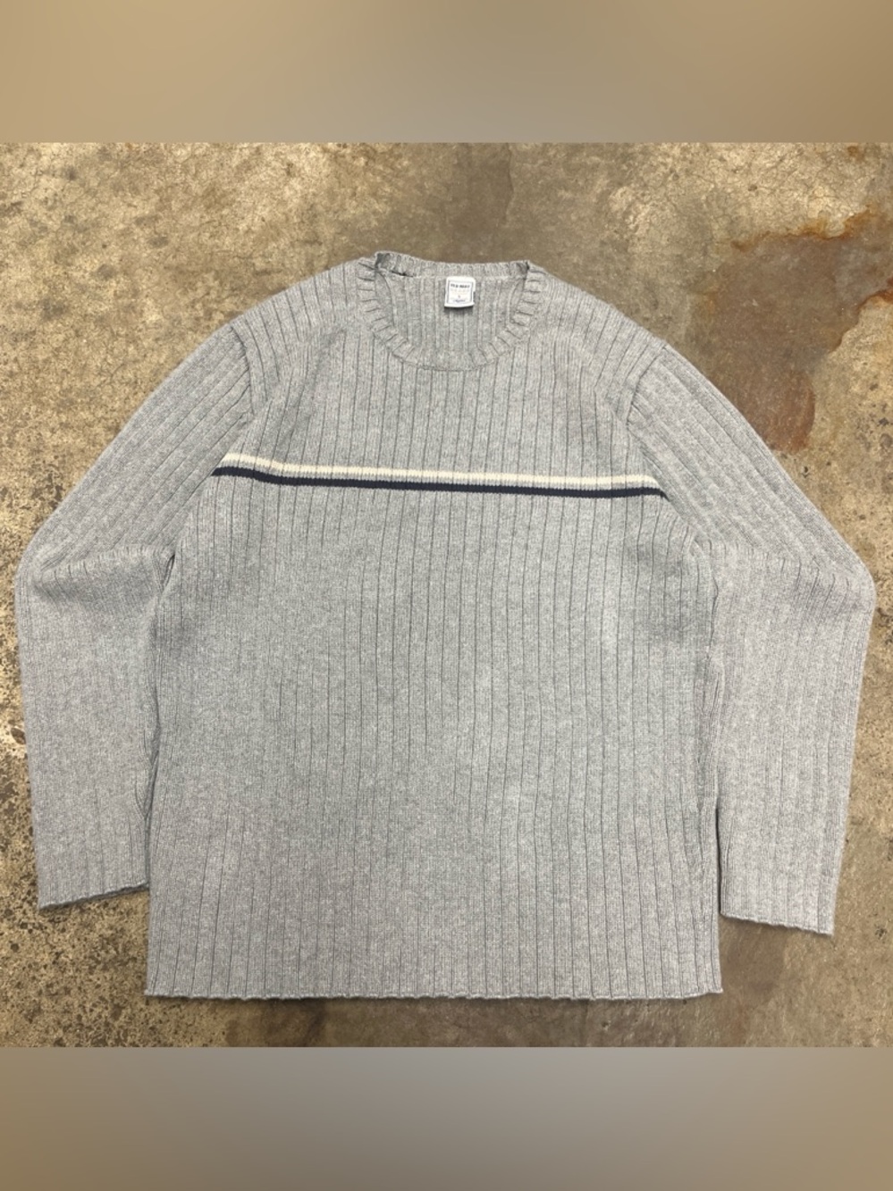 Y2K Old Navy Thermal Sweatshirt Men’s Large Gray Heavyweight Comfy Slim 00s